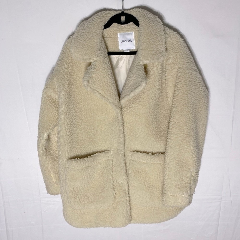 Monki Cream Plush Oversized Chunky Sherpa Teddy Jacket S Festival